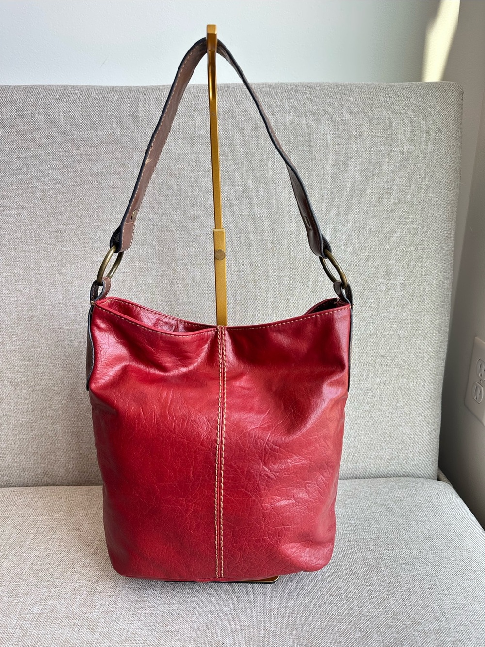 Axcess Red Leather Shoulder Bag